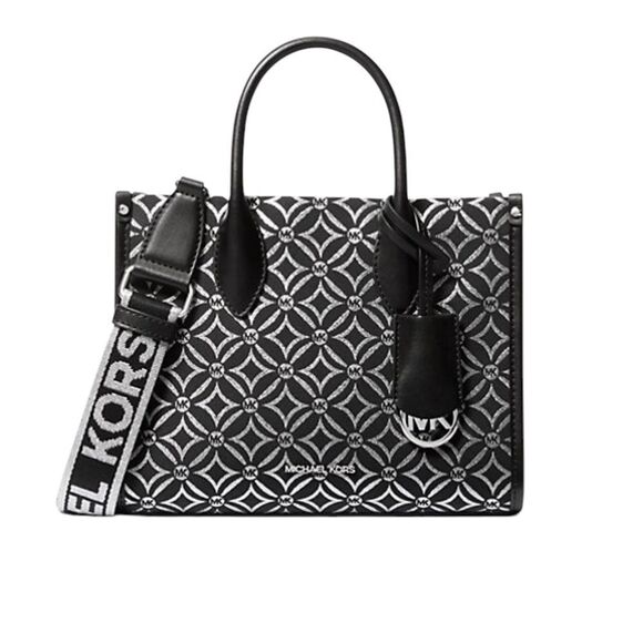MICHAEL KORS MIRELLA CROSSBODY IN BLACK AND SILVER - Picture 1 of 3